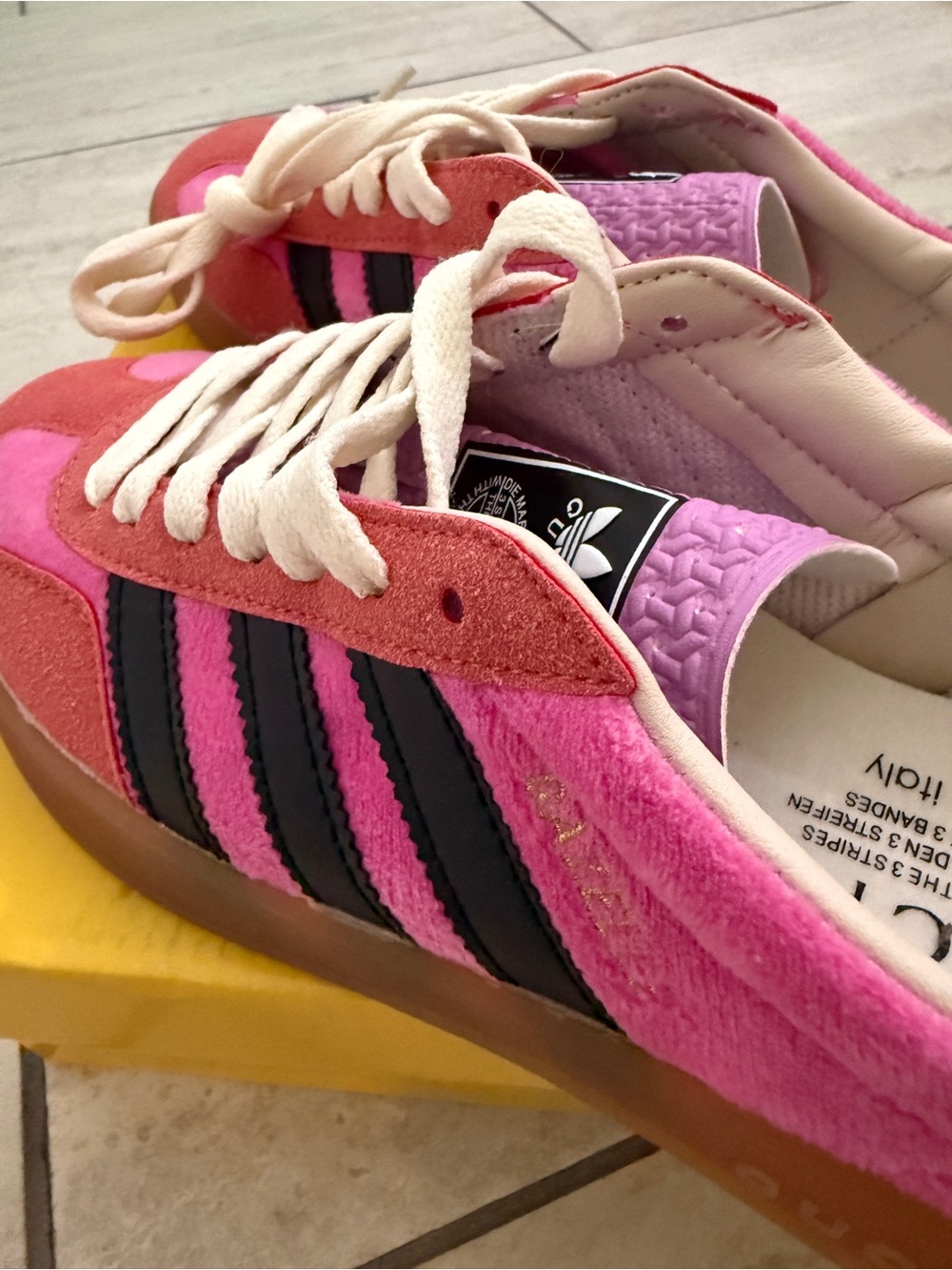 adidas Pink and Black Gazelle Sneakers with Green Heel Tab | US size 7 - Picture 15 of 15
